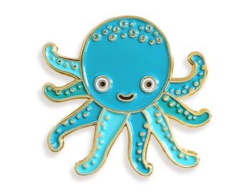 Oktopus Emaille Pin - Anstecker für Strandtasche, Aquarium, Tropischer Hut