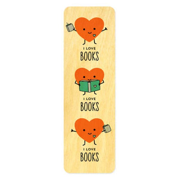 Happy Hearts - I Heart Books - Real Wood Bookmark - Book Lover - Avid Reader - WM2138