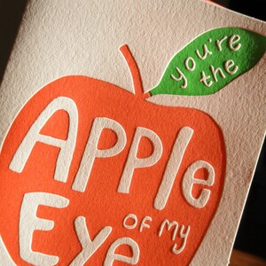 SALE big apple card you're the apple of my eye love card anniversary card valentine letterpress love card LP1532 image 2