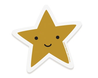 Gold Star Vinyl Sticker - Waterproof Laptop, Phone Decal