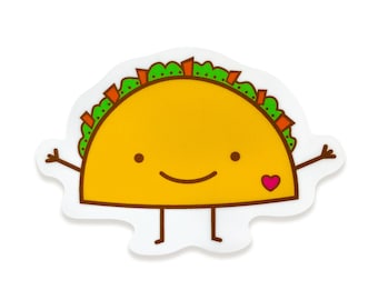 Taco Sticker - Vinyl Sticker - Waterproof - Dishwasher-Safe - Laptop Sticker  - Taco Tuesday Sticker - Happy Taco Sticker - OCSTICK1575