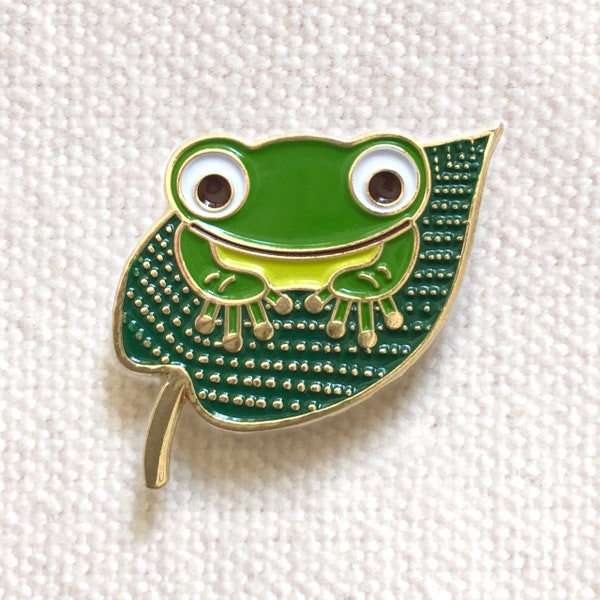 Frog Pin - Frog Lapel Pin - Frog Enamel Pin - Kawaii Frog Pin - Cute Frog Pin - Frog Lover - Shiny Gold Metal - EP3010