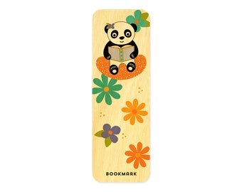 Panda Bear Birch Wood Mini Bookmark – Gift for Readers & Animal Lovers