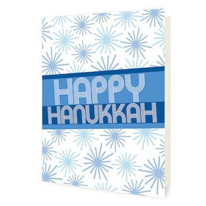 Hanukkah Flurries Cards, Box of 10 - Folded Happy Hanukkah Cards - Premium Paper & Rich, Vibrant Printing - White, Blue Snowflakes OC2419-BX