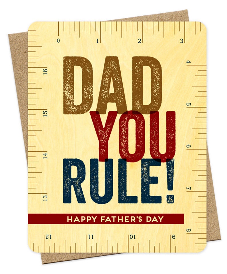 Wood Ruler Father's Day Card - 'dad You Rule!' - Etsy