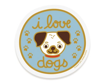 I Love Dogs Sticker - Dog Lover Gift - Vinyl - Waterproof - Dishwasher-Safe - Laptop Decal - Dog Owner - Dog Sitter - Dog Walker OCSTICK4029