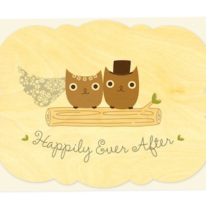 Mr & Mrs Hoot Owl Wood Wedding Congratulations Card - WC1335