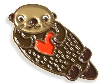 Otter Love Emaille Pin - Tier mit Herz Anstecknadel