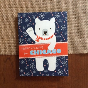 Cartes de vœux pliées Polar Chicago, boîte de 10 - Cartes de Noël de Chicago - Joyeuses fêtes de Chicago - OC1174-CHI-BX