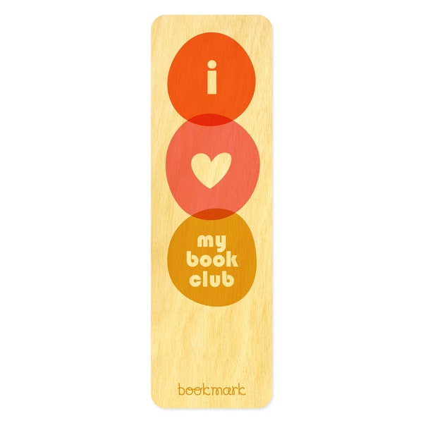 I Heart My Book Club - Real Wood Bookmark - I Love My Book Club - Book Club Bookmark - Gift for Book Club - Gift for Reader - WM2149