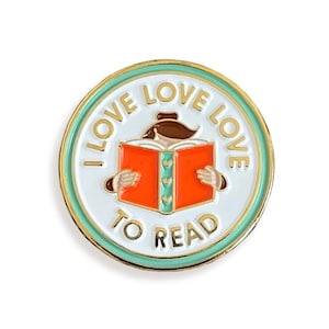 Love To Read Pin - Cute Bookish Enamel Lapel Pin - Head in Book Reading - Great Gift for Reader, Student, Teacher, Librarian, Book Club