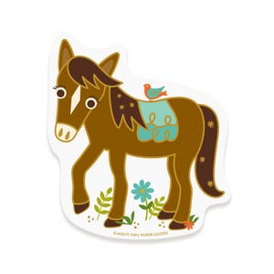 Horse Sticker - Cute Pony Vinyl Sticker - Waterproof, Dishwasher-Safe Decal for Laptop, Phone, Water Bottle, Party Favor, Horse Lover
