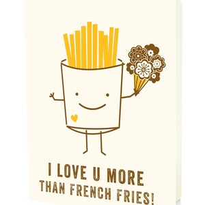 I Love U More Than French Fries Foil Stamped Love Card Yellow Foil Fast Food Anniversary Card Valentine Valentine's Day OC2742 image 2