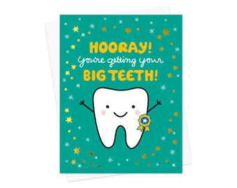 Big Teeth - Congratulations Card - Foil-Stamped Card - Gold Foil Congrats Card - OC1546