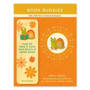 Snail Tales Gift Set - Bookmark & Enamel Pin - Snail Gift Set - Snail Bookmark - Snail Pin - Gift for Student - Slow Reader - GS2618