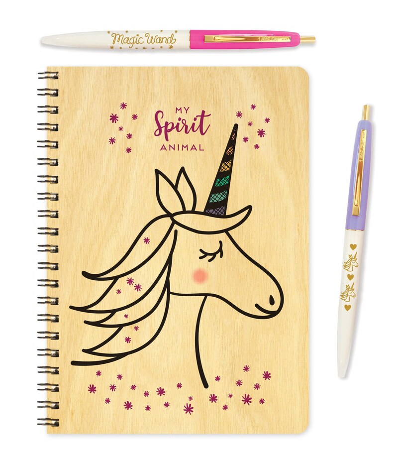 Magical Unicorn Gift Set Wood Notebook Pen Set B1065 Etsy
