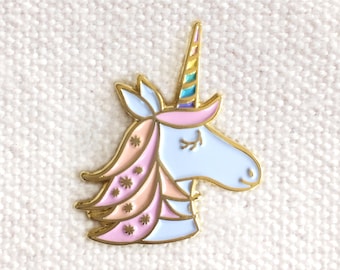 Unicorn Pin - Unicorn Enamel Pin - Unicorn Lapel Pin - Shiny Gold Metal - Kawaii Flair Pin - Best Selling - Pastel Unicorn - EP2080