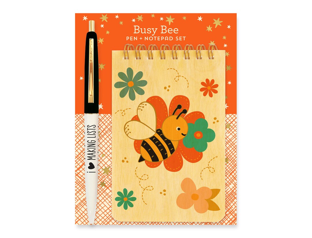Busy Bee Mini Notepad & Pen Gift Set Bumble Bee Gift Gift for Bee Lover