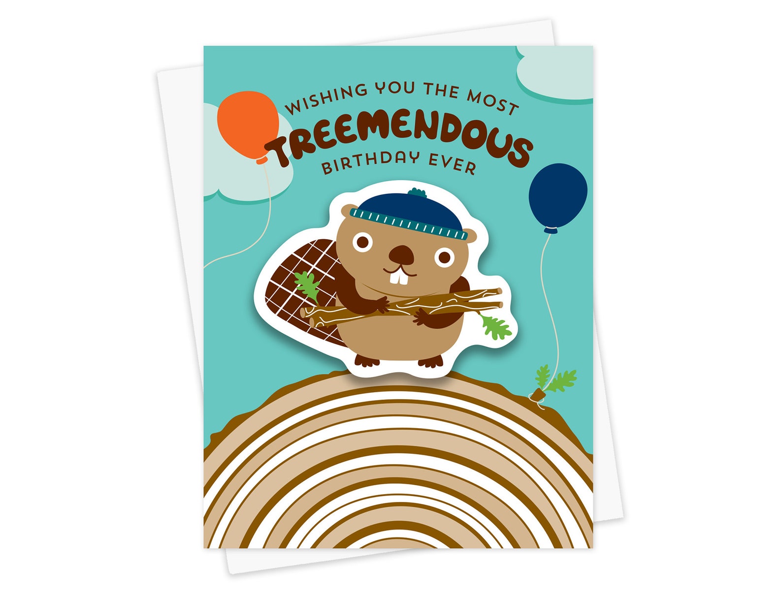 Beaver Birthday Card With Vinyl Sticker – Treemendous Gift - Etsy