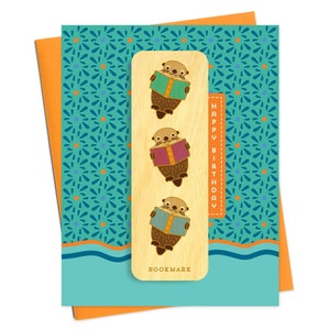 Marque-page loutre - marque-page en bois inclus - Marque-page loutre - Anniversaire d'enfant - Anniversaire d'enfant - Lecteur - OC2744