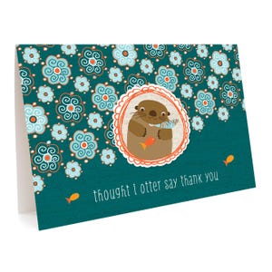 Cartes de remerciement loutre, boîte de 6 - notes de remerciement loutre en boîte - remerciement mignon loutre - marins, aquatiques, océans, loutre de rivière, amoureux des animaux