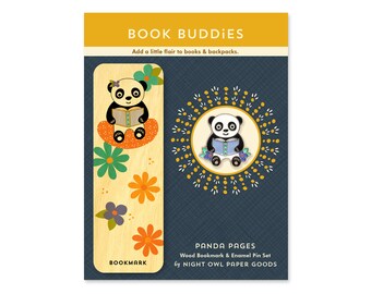 Panda Pages Gift Set - Bookmark & Enamel Pin - Panda Gift Set - Panda Pin + Bookmark - Reading Reward - Student - Stocking Stuffer - GS2616