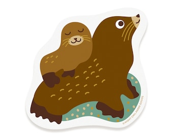 Sea Lion Family Sticker – Durable Waterproof Marine Animal Vinyl Decal