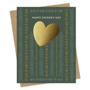 Gold Heart Dad - Happy Father&#39;s Day Card - Gold Foil Stamped Card for Dad - Green Father&#39;s Day Card - Folded Card - OC2749