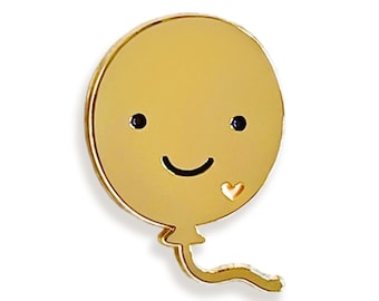 Happy Balloon Pin - Gold Balloon Enamel Pin - Lapel Pin - Birthday Gift - Celebration - Congratulations - Party - Smile - Gold Pin - EP3066