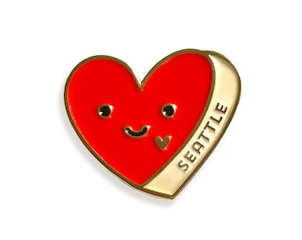 Seattle Heart Enamel Pin - Gold Metal Lapel Pin
