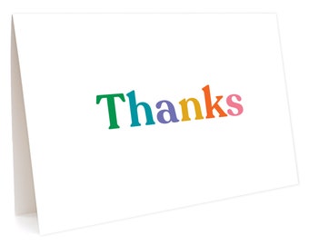 Big Thanks Thank You Cards, Box of 6 - Boxed Thank You Notes - Small Folded Rainbow Thank You Notes - Rainbow Lover - Best Seller OC1095-BX
