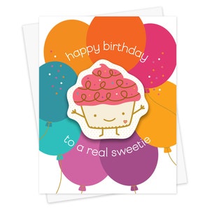 Cupcake Sticker Birthday Card - Includes Vinyl Cupcake Sticker - Cupcake Birthday Card - Sticker Card - Cupcake Lover - OC1593