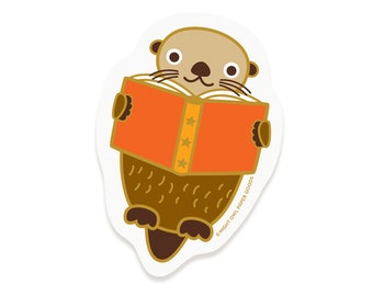 Otter Read Sticker – Vinyl Waterproof Laptop and Decal Sticker