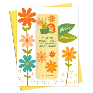 Easy Retirement Bookmark Card - Retirement Card - Includes Real Wood Bookmark - Take it Easy and Enjoy a Good Book - Congratulations -OC2766