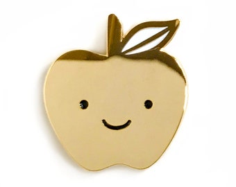 Golden Apple Pin - Gold Apple Enamel Pin - Gold Apple Lapel Pin - Gift for Teacher - Teacher's Day Gift - Appreciation - Gold Pin - EP3032