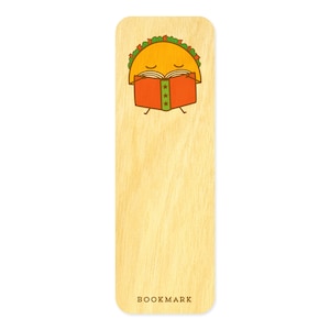 Taco Tales Mini Bookmark - Real Wood Bookmark - Small Bookmark - Reading Taco - Books and Tacos - Taco Tuesday Gift - Gift for Reader - 2301
