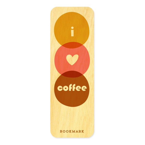 Coffee Lover Mini Bookmark - Real Wood Bookmark - Small Bookmark - I Heart Coffee Bookmark - Coffee Lover Gift - Books and Coffee - 2302