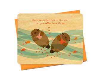 Otter Be With Me Real Wood Love Card for Anniversary, Valentine, Just Because