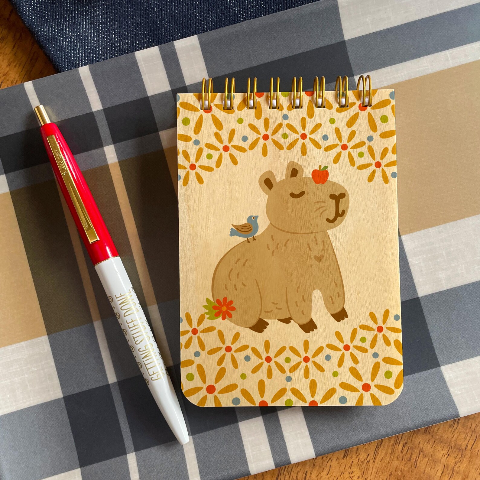 Capybara Mini Notepad & Pen Gift Set – Birch Wood Cover Notebook - Etsy
