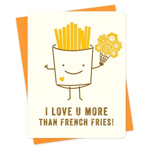 I Love U More Than French Fries Foil Stamped Love Card Yellow Foil Fast Food Anniversary Card Valentine Valentine's Day OC2742 image 1