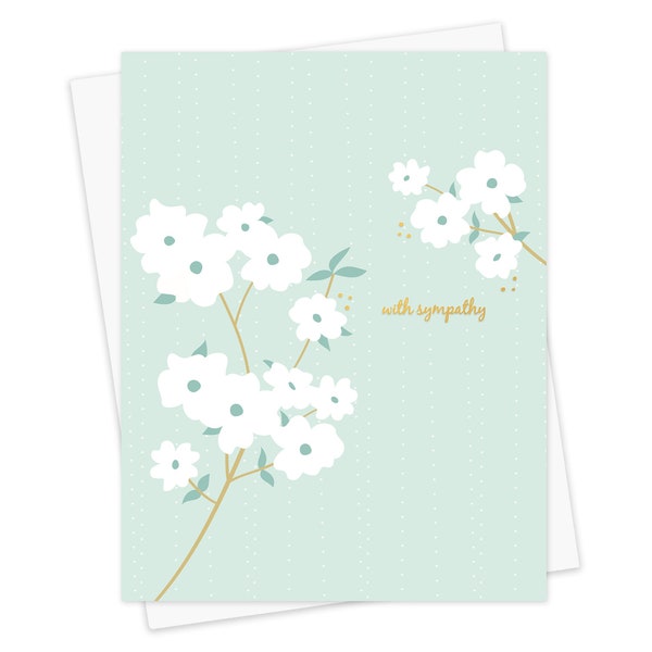 Blooming Dogwood Sympathy Card - Gold Foil Sympathy Card - Beautiful Sympathy Card - Floral Sympathy Card - Tasteful Sympathy Card - OC2704