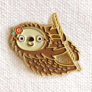 Sloth Pin – Cute Animal Enamel Lapel Pin for Jacket, Bag & Backpack – Fun Gift for Retirement, Reminder to Slow Down, Hang in There EP2095