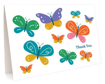 Butterflies Folded Thank You Cards, Box of 6 - Boxed Thank You Notes - Butterfly Thank Yous - Spring - Summer - Colorful - OC1094-BX