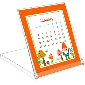 2026 Forest Friends Desk Calendar with Stand – Cute Small Gnomes & Woodland Animals – Great Gift for Teacher, Student, Gnome Lover