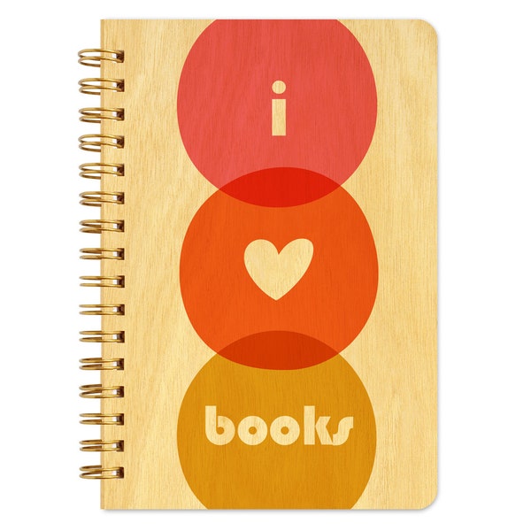 Love Books Pocket-Size Notebook - Book Lover Notepad - Book Club Gift - Real Birch Wood Notebook - J1766