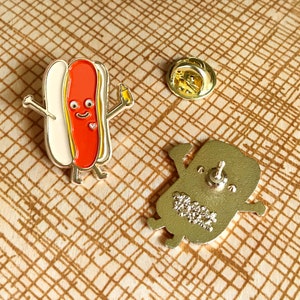 Hot Dog Pin Hot Dog Lapel Pin Hot Dog Enamel Pin Gift for Camper Gift for Baseball Fan Chicago Dog Gold Enamel Pin EP3029 image 3