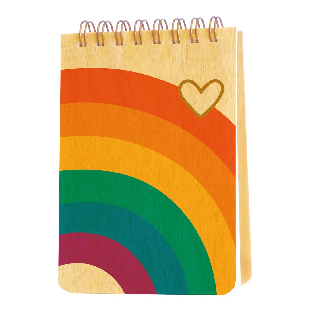 Rainbow Mini Notepad – Birch Wood Cover Notebook - Etsy