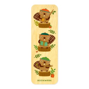 Beaver Reader Mini Bookmark – Small Real Wood Bookmark – Cute Bookish Beaver with Book – Gift for Beaver Lovers, Eager Beavers & Readers