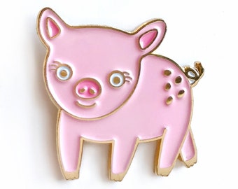 Piggie Pin - Speckled Pig Enamel Pin - Speckled Pig Lapel Pin - Pink Pig Pin - Gold Enamel Pin - Gift for Pig Lover - Good Luck Pin - EP3037