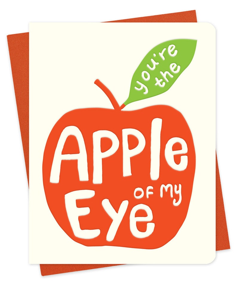 SALE big apple card you're the apple of my eye love card anniversary card valentine letterpress love card LP1532 image 3